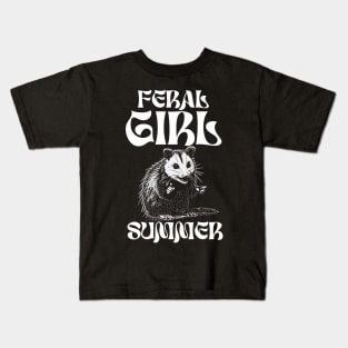 Feral Girl Summer Opossum Kids T-Shirt